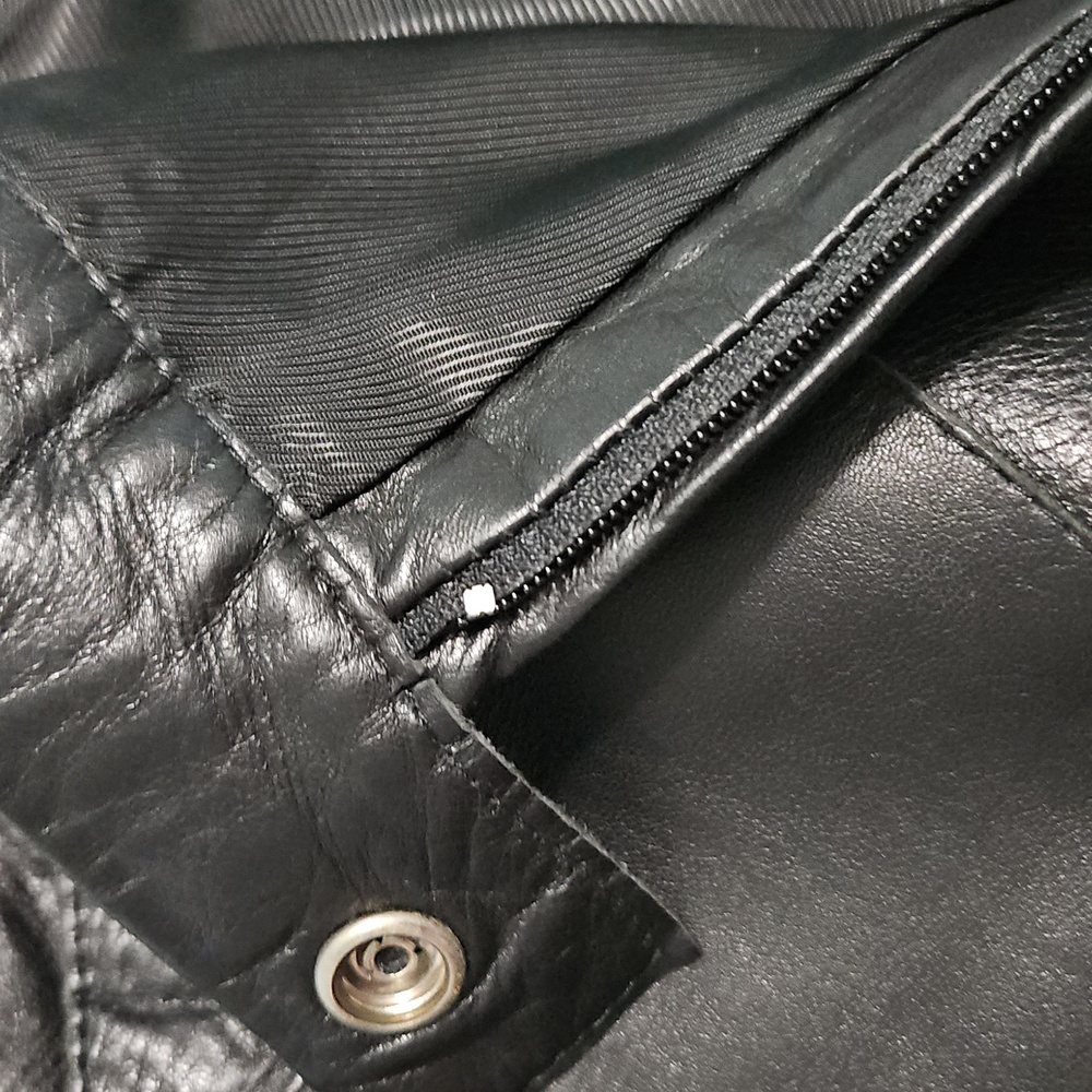 Black Leather Wide-Leg High-Rise Pants, Italy, 26" Waist / Italian 40 - Picture 6 of 7